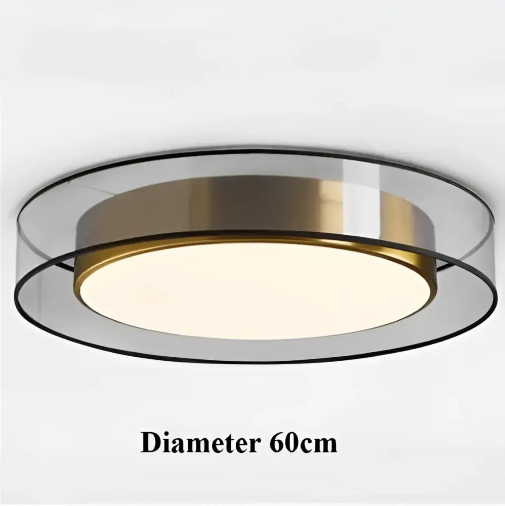 Elegant led dual purpose chandelier with brushed gold center ring and transparent glass for living room lighting