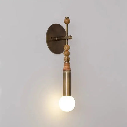 Elegant marble copper wall lamp with brass beads wooden beads and woven rattan accent for living room decorbites elegant marble wall lamp