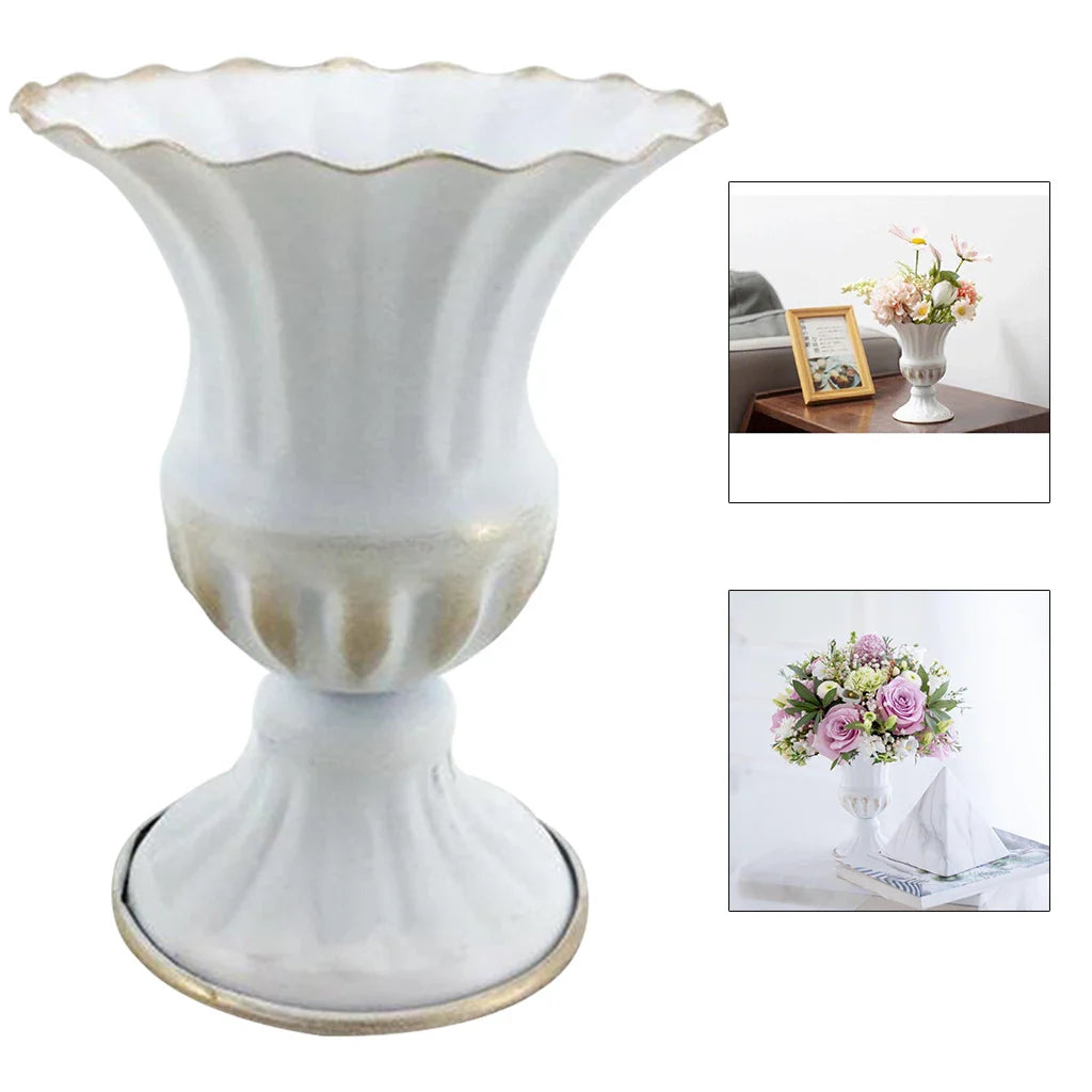Elegant Metal Flower Vase Candle Holders