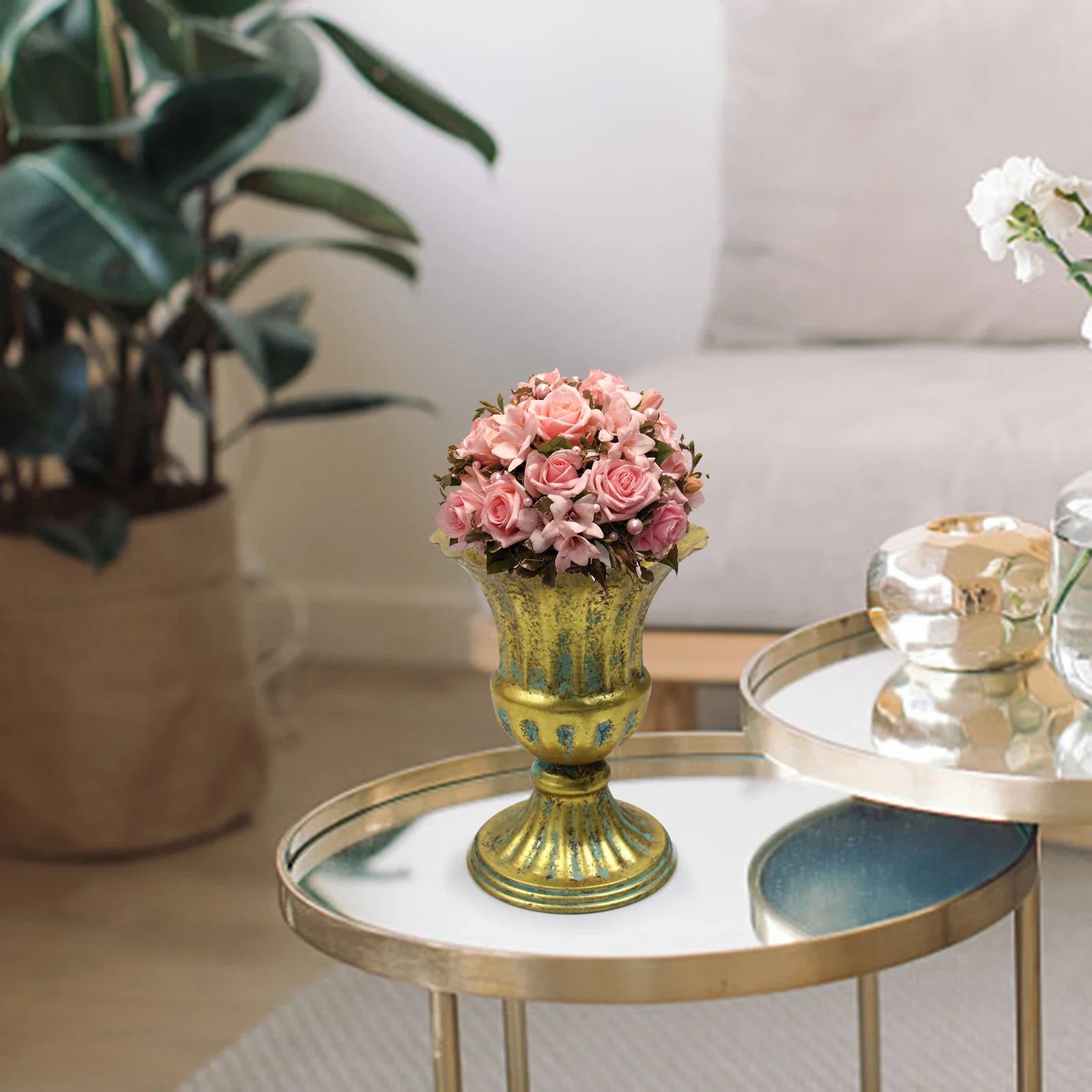 Elegant Metal Flower Vase Candle Holders - Vase
