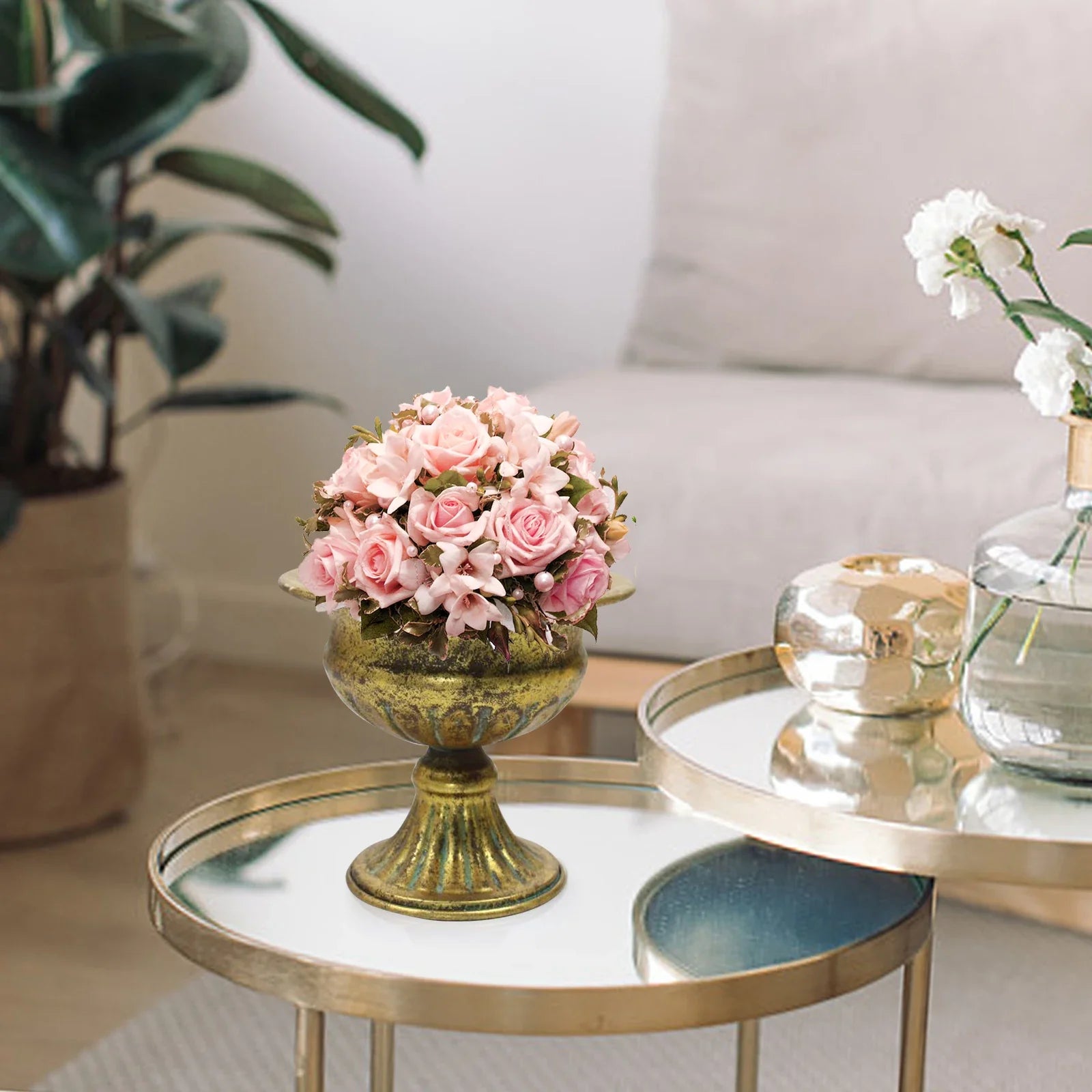 Elegant Metal Flower Vase Candle Holders