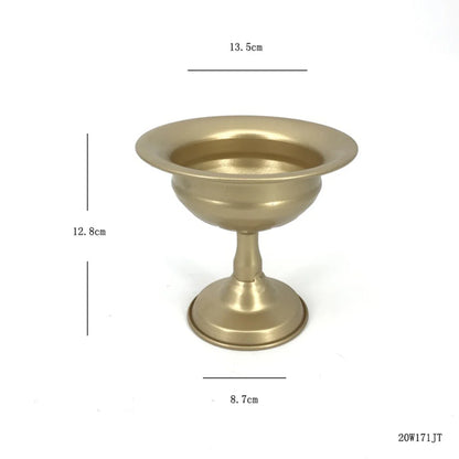 Elegant Metal Flower Vase Candle Holders - F Gold 8.7x12.8cm - Vase