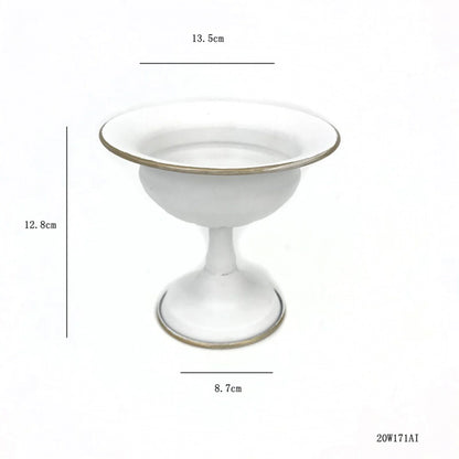 Elegant Metal Flower Vase Candle Holders - H White 8.7x12.8cm - Vase