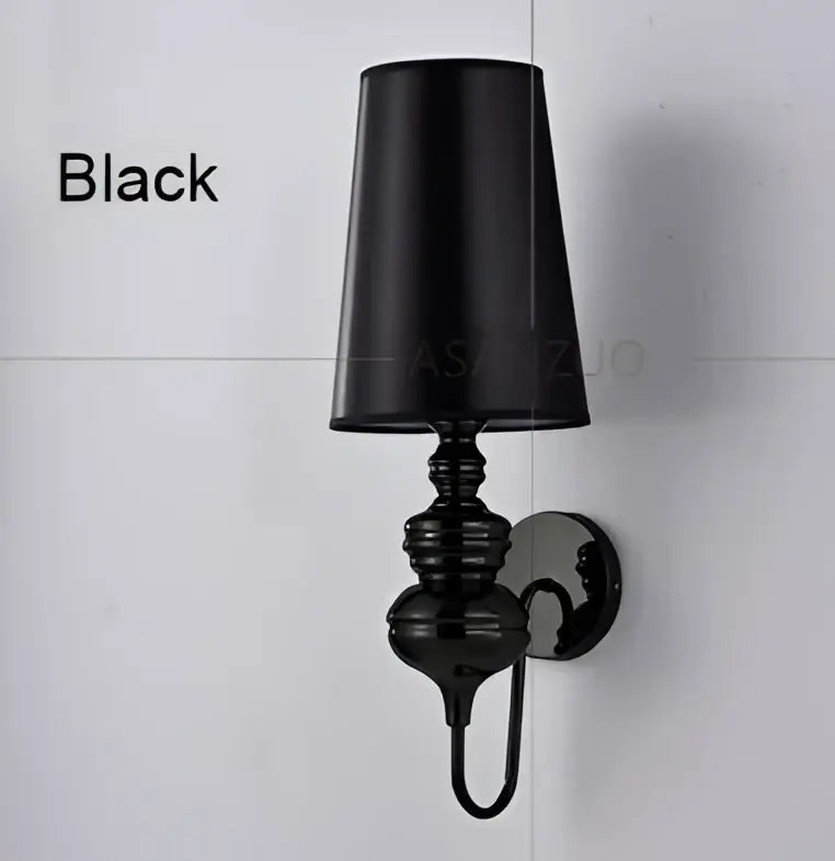 Black matte decorbites guards wall lamps with sleek curved arm and conical shade for elegant bedroom wall lamps