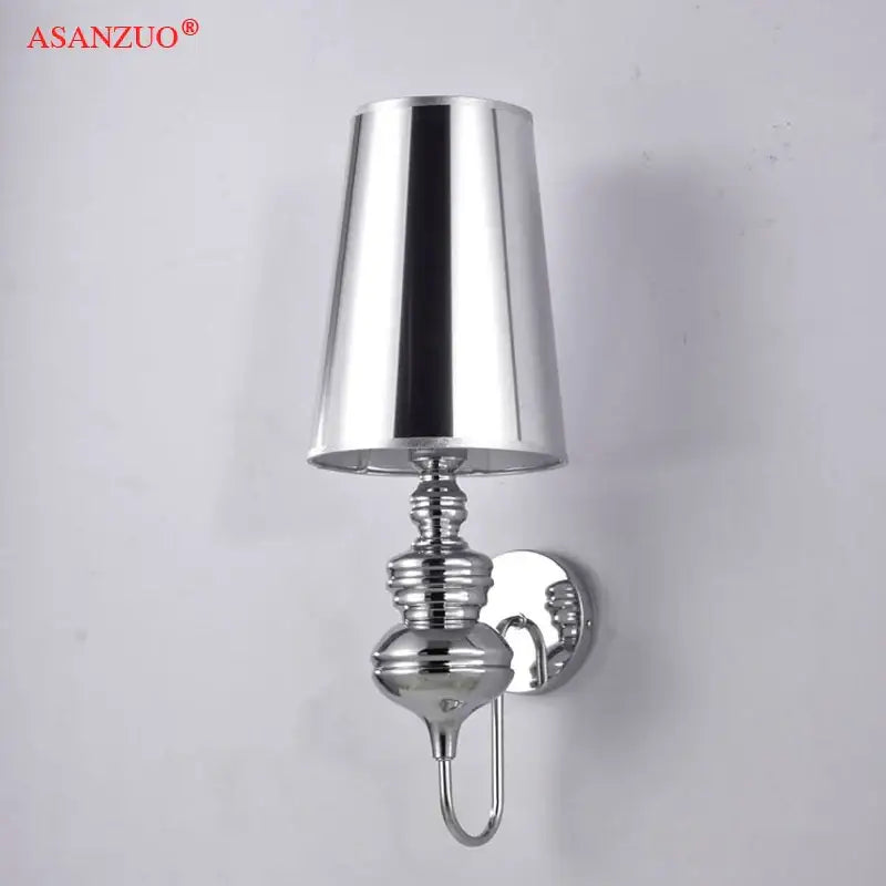 Elegant chrome finished decorbites guards wall lamps set with conical shade and tiered base for bedroom wall lamps