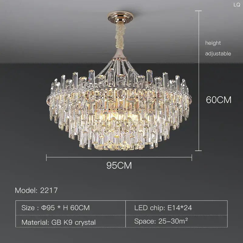 Elegant multi tiered pendant lights with clear and gold k9 crystal prisms for dining room decorbites elegant room lights