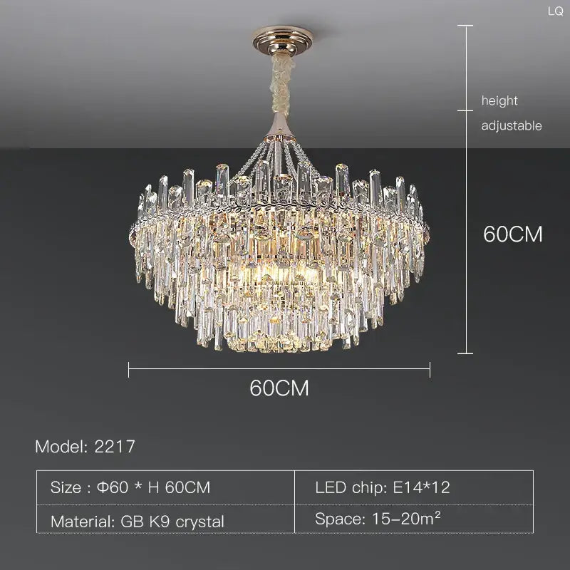 Elegant multi tiered pendant lights with gold mount and cascading gb k9 crystal prisms for dining room decorbites elegant room