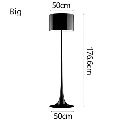 Black glossy elegant mushroom floor lamp with sleek modern design and matching base for warm living room decorbites decor