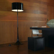 Black elegant mushroom floor lamp with glossy finish and warm illuminated interior for stylish living room decorbites floor lamp