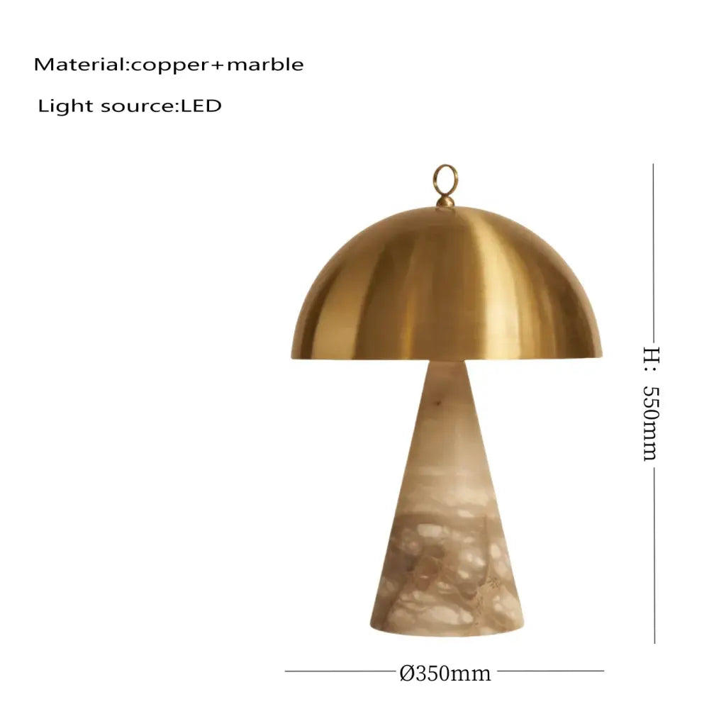A decorbites elegant natural marble table lamp with polished brass dome shade and tapered white marble base for bedroom decor