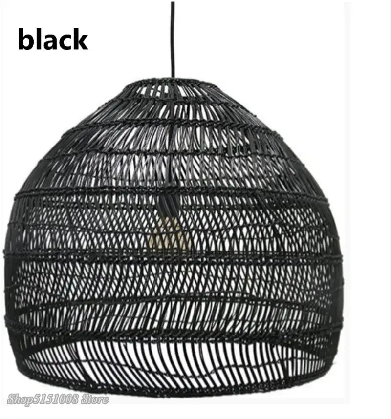 Black woven rattan pendant light with dome shaped elegant rattan wave design for dining room decorbites elegant rattan