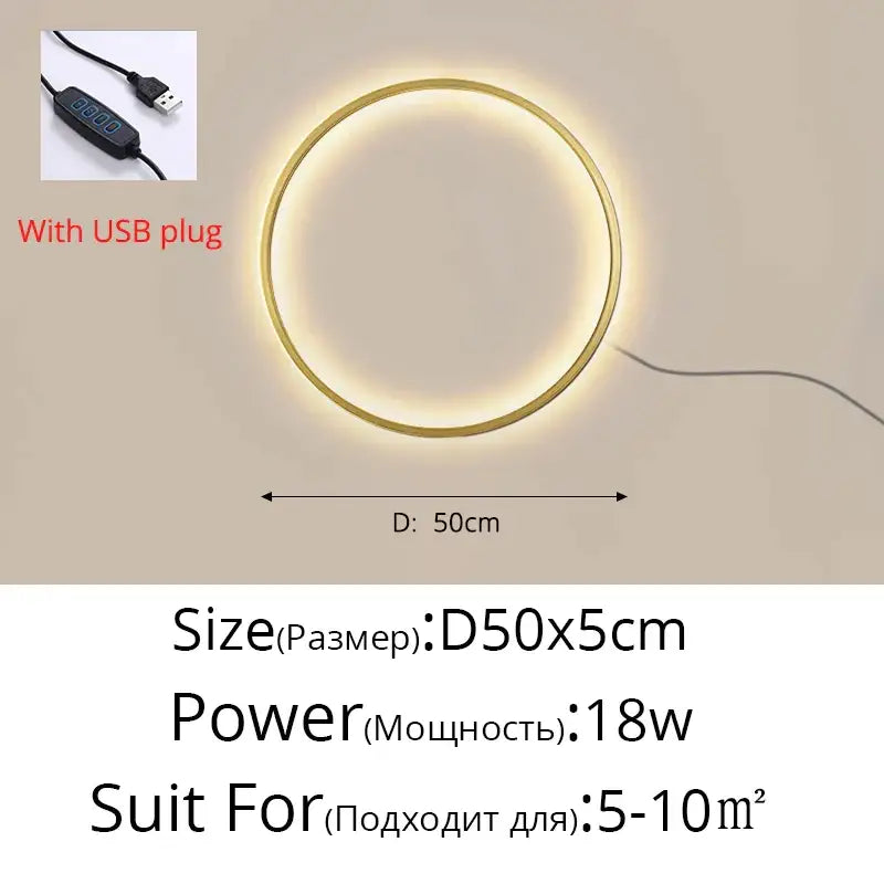 Elegant round gold wall sconces with gold circular led design and usb plug for modern bedroom indoor lighting decorbites elegant round wall