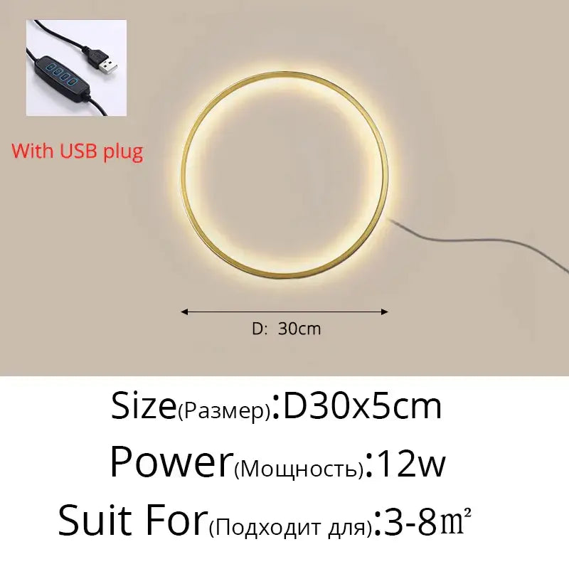 Elegant round gold wall sconces by decorbites feature a 30cm diameter LED circular design with usb power for indoor lighting