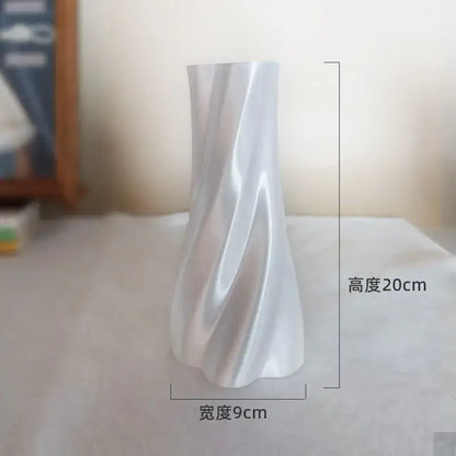 A sleek white 3d printed vase with a twisted design and glossy finish for decorbites elegant living room decor