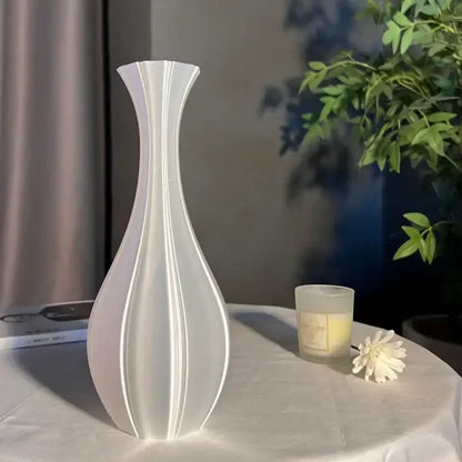 A decorbites elegant white ceramic vase with fluted modern design for living room decorbites elegant high-end decor