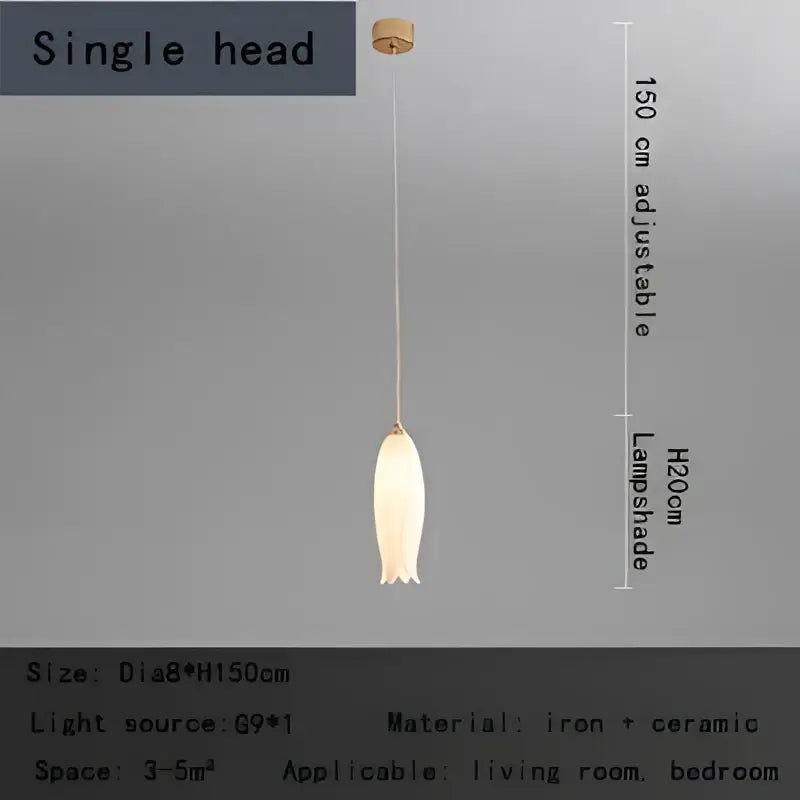 Elegant tulip staircase chandelier with a white ceramic pendant light and adjustable height for modern decorbites elegant tulip rooms
