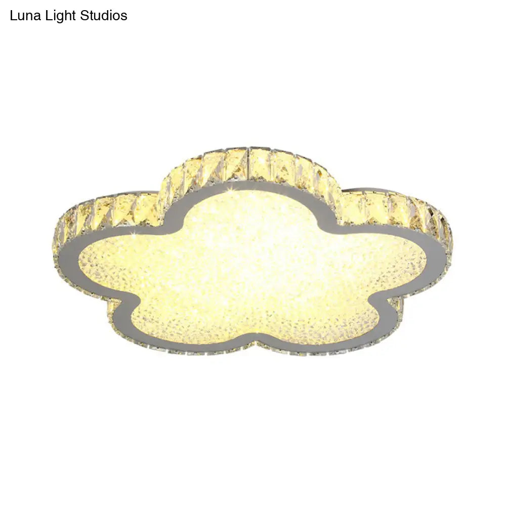 Lámpara de techo DecorBites™ de cristal blanco elegante: Lámpara de techo LED empotrada Plat Flower de acrílico para dormitorios