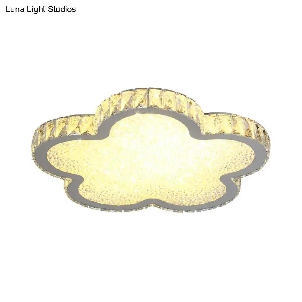 Lámpara de techo DecorBites™ de cristal blanco elegante: Lámpara de techo LED empotrada Plat Flower de acrílico para dormitorios
