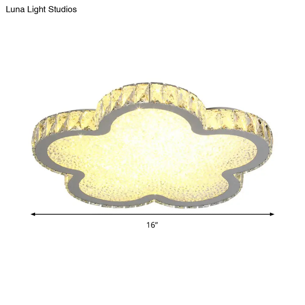 Lámpara de techo DecorBites™ de cristal blanco elegante: Lámpara de techo LED empotrada Plat Flower de acrílico para dormitorios