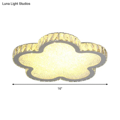Lámpara de techo DecorBites™ de cristal blanco elegante: Lámpara de techo LED empotrada Plat Flower de acrílico para dormitorios