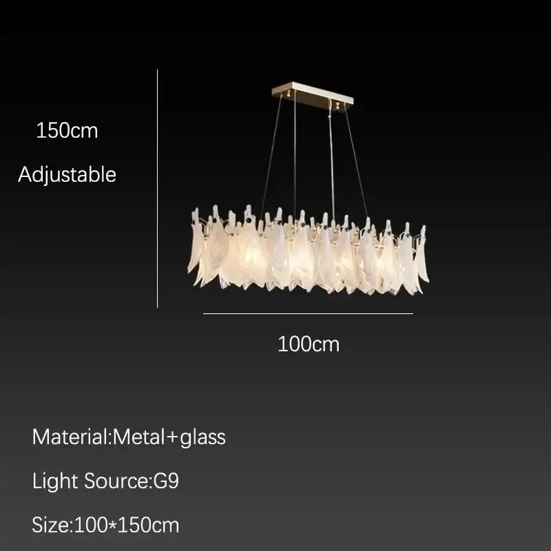 Elegant white feather cloud mist glass chandelier with rectangular metal frame and cascading mist glass shades for bedroom decorbites cloud mist
