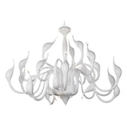 Elegant white glass iron swan pendant chandelier with flowing sculptural arms and central column for living room decorbites iron swan