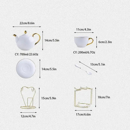 Elegant white and gold bone china tea set teapot with matching saucer by decorbites elegant for dining room decor