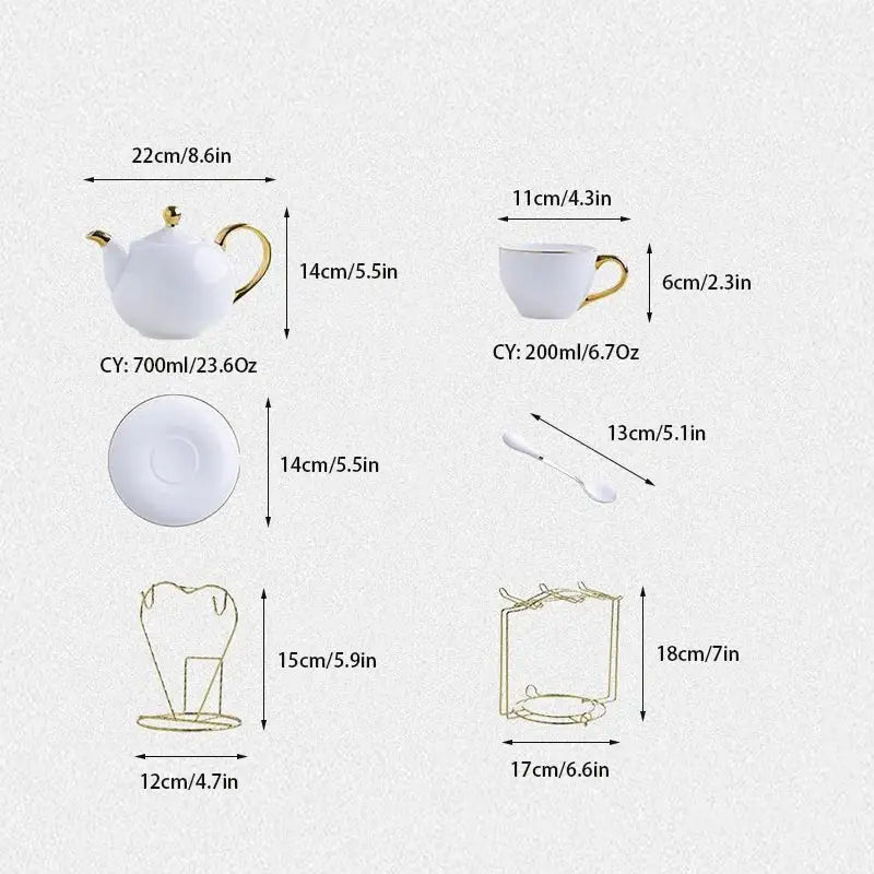 Elegant white and gold bone china tea set teapot with matching saucer by decorbites elegant for dining room decor