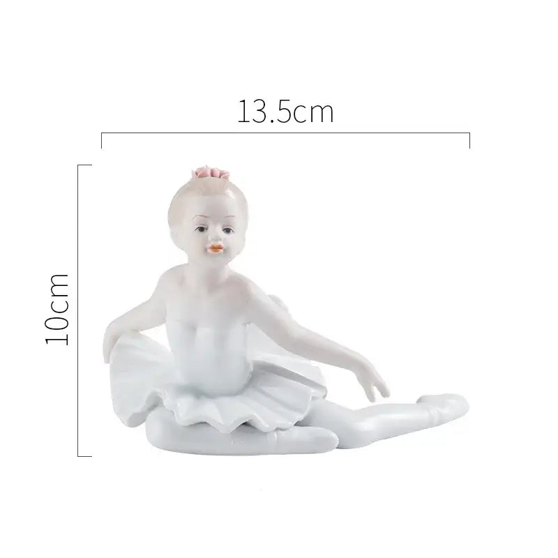 Elegant white porcelain ballet girl figurine featuring a delicate pink bow, ideal for bedroom decor