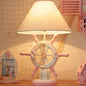 Elisa - Kids Rudder Resin Task Light Children Single Head Pink/Green Desk Lamp with Barrel White Fabric Shade