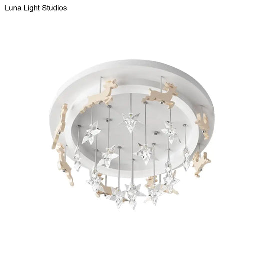 DecorBites™ DecorBites™ Elk Carousel Acrylic Semi Mount Lighting: Kid's White LED Ceiling Flush Light in Warm/White Light