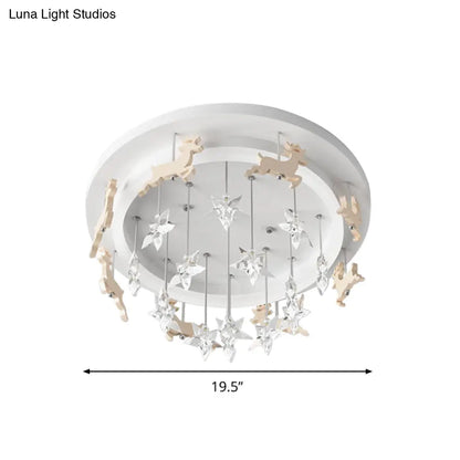 DecorBites™ DecorBites™ Elk Carousel Acrylic Semi Mount Lighting: Kid's White LED Ceiling Flush Light in Warm/White Light