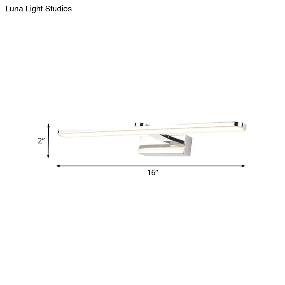 DecorBites™ Elongated Acrylic Vanity Lighting 16"/17"/23" LED Wall Light Sconce for Bathroom – White Finish, Warm/White Light