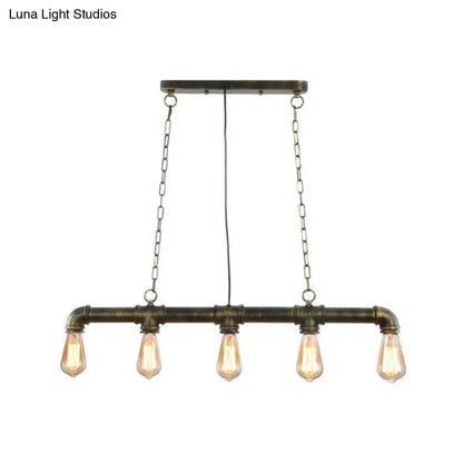 DecorBites™ Elongated Pipe Island Pendant Light - Farmhouse Metallic Fixture with 5 Heads for Dining Room
