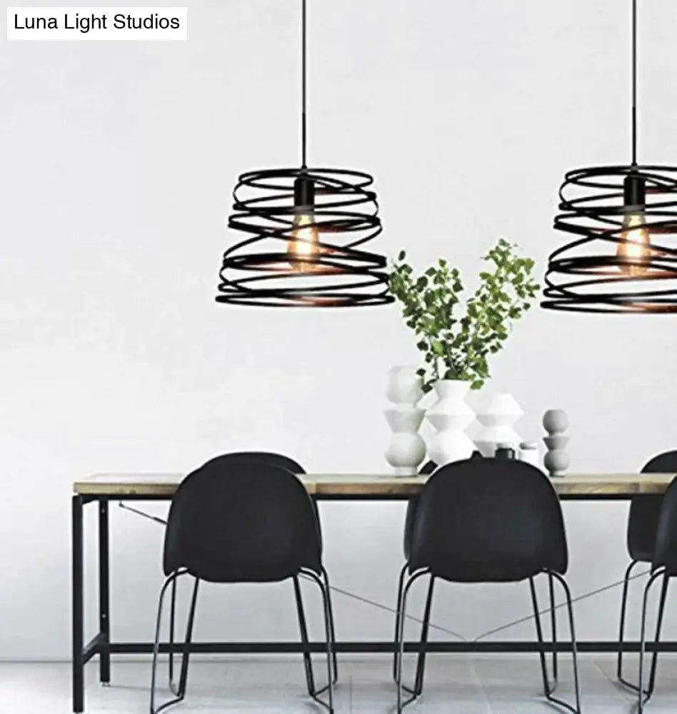 DecorBites™ Elvio - Iron Spiral Spring Suspension Pendant Light Black / White for Kitchen Island  Lamp Dining Room Lighting Fixture