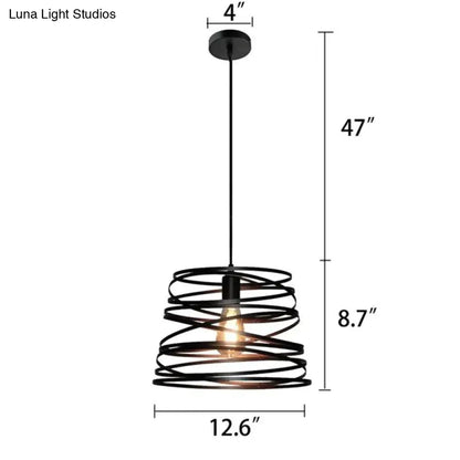 DecorBites™ Elvio - Iron Spiral Spring Suspension Pendant Light Black / White for Kitchen Island  Lamp Dining Room Lighting Fixture