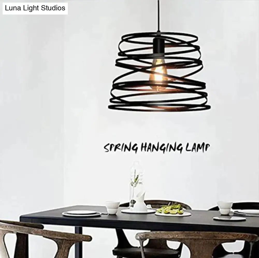 DecorBites™ Elvio - Iron Spiral Spring Suspension Pendant Light Black / White for Kitchen Island  Lamp Dining Room Lighting Fixture