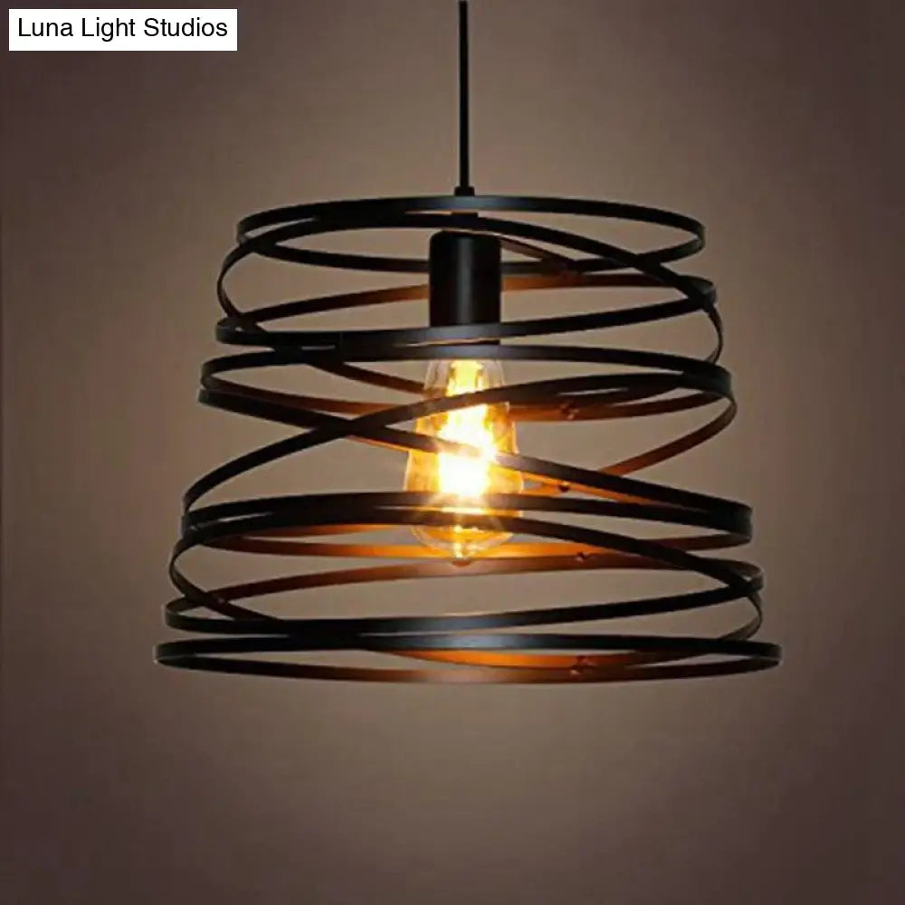 DecorBites™ Elvio - Iron Spiral Spring Suspension Pendant Light Black / White for Kitchen Island  Lamp Dining Room Lighting Fixture