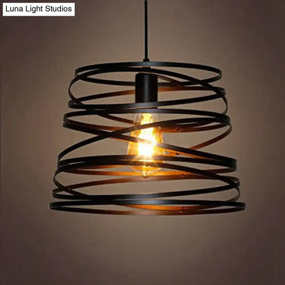 DecorBites™ Elvio - Iron Spiral Spring Suspension Pendant Light Black / White for Kitchen Island  Lamp Dining Room Lighting Fixture