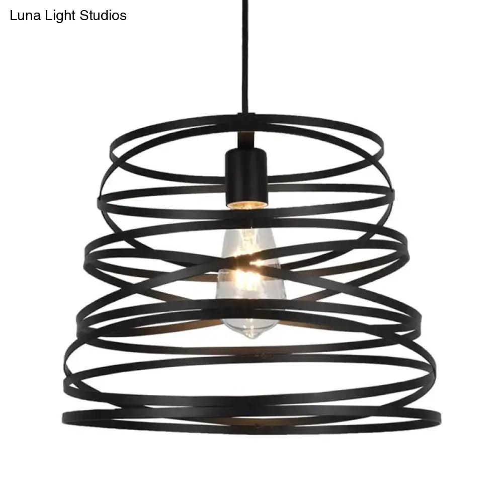 DecorBites™ Elvio - Iron Spiral Spring Suspension Pendant Light Black / White for Kitchen Island  Lamp Dining Room Lighting Fixture