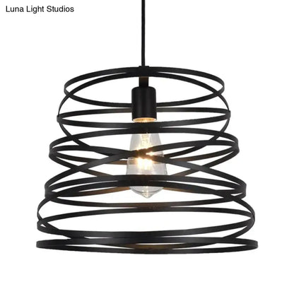 DecorBites™ Elvio - Iron Spiral Spring Suspension Pendant Light Black / White for Kitchen Island  Lamp Dining Room Lighting Fixture