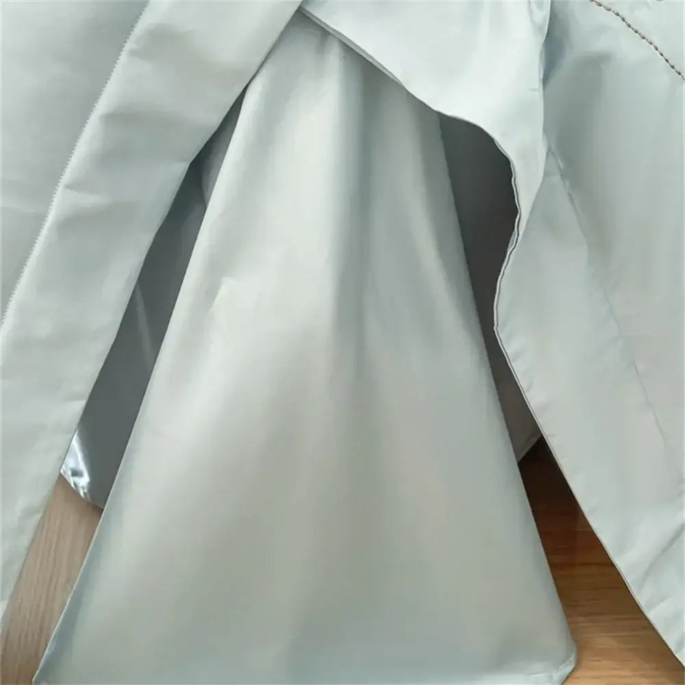 Light gray smooth-textured back side of embroidered blue butterfly flower egyptian cotton duvet cover set