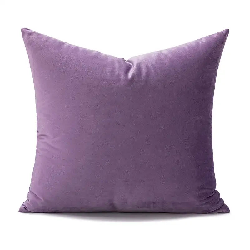 Plush lavender velvet throw pillow with soft texture and clean edges for embroidered flower pillowcase cover decor