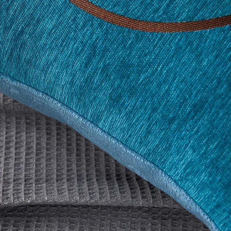 Teal textured cotton throw pillow with brown embroidered arc detail cushion cover for living room decorbites cotton home