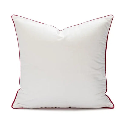 White square pillow cover with subtle sheen and red piping for decorbites cartoon christmas pillow decor
