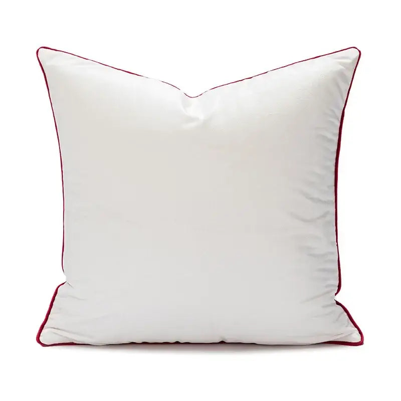 White square pillow cover with subtle sheen and red piping for decorbites cartoon christmas pillow decor
