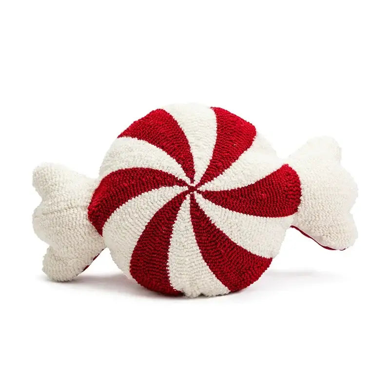 Embroidered red snowman cartoon christmas pillow cover with plush red and white peppermint candy design for living room decorbites cartoon christmas pillow
