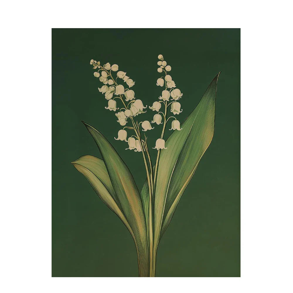 Emerald Green Lily of the Valley Wall Art - HX035 / 40x60cm No Frame