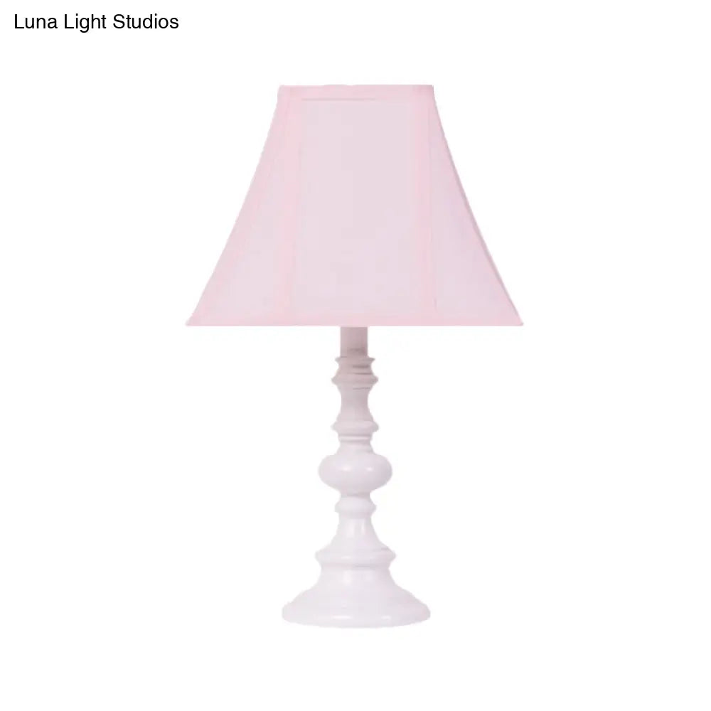 Emma - Pink Flared Sleeping Room Table Light Fabric 1 Head Minimalist Nightstand Lighting in Pink