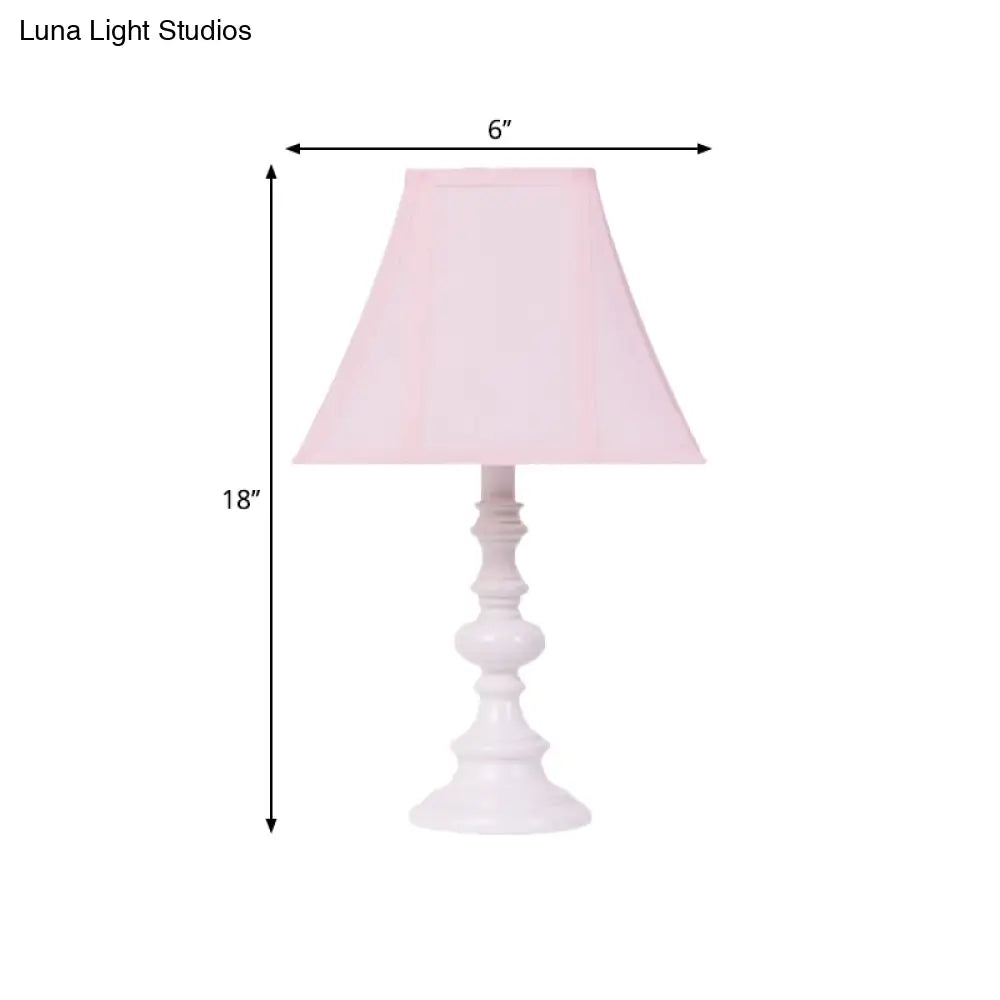 Emma - Pink Flared Sleeping Room Table Light Fabric 1 Head Minimalist Nightstand Lighting in Pink